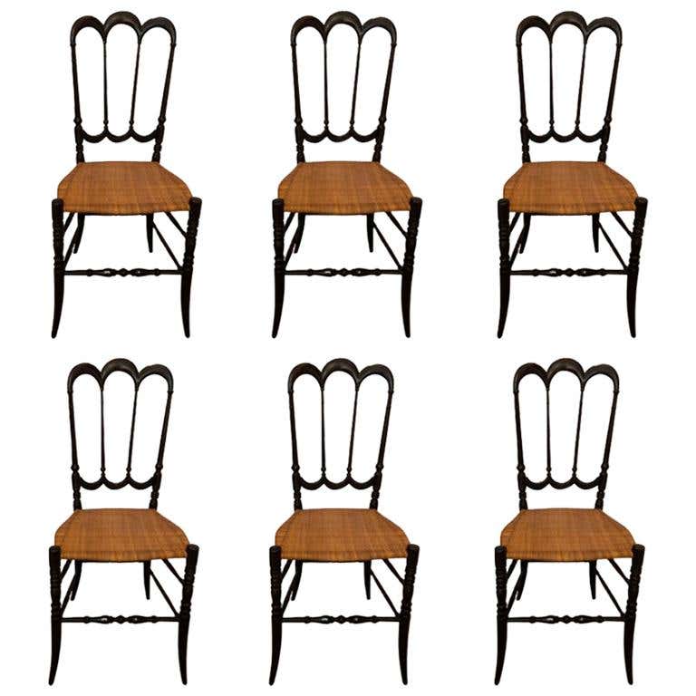 Set of Six Italian Chiavarine Chairs Model 